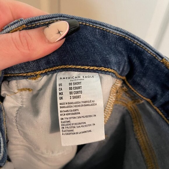 American Eagle Womens Dark Wash Curvy Hi-Rise Jegging Skinny Jeans Size 00 Short - Picture 4 of 16